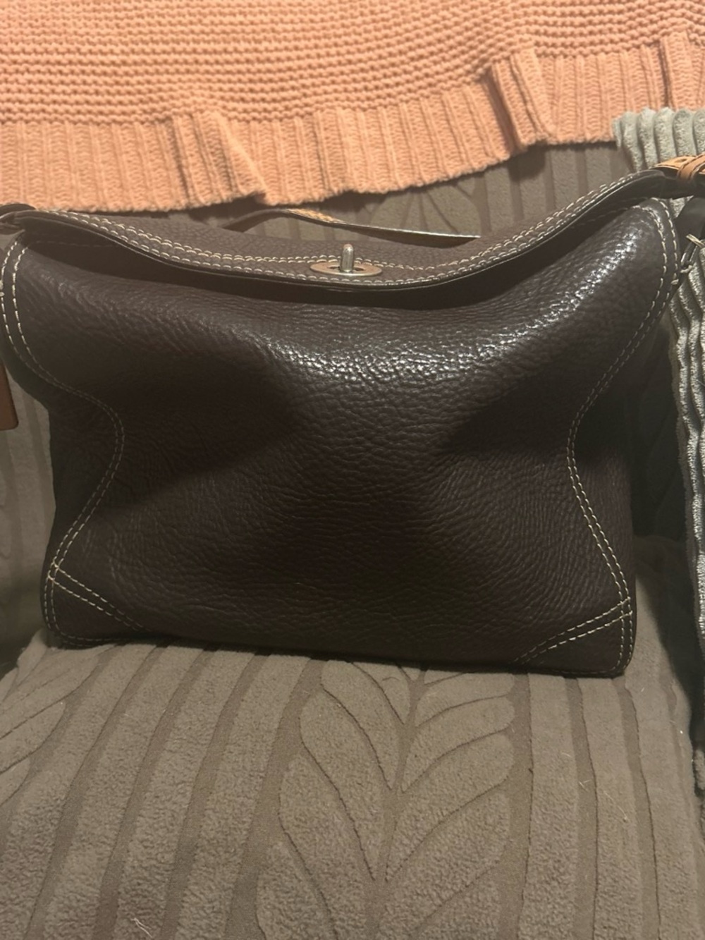 Coach Dark Brown Pebbled Leather Messenger Bag